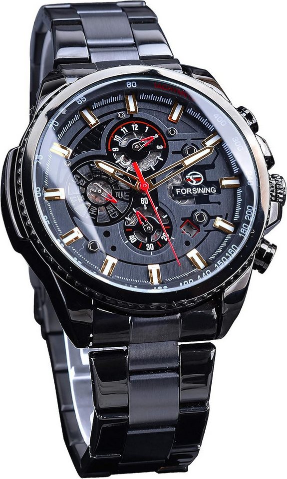 FORSINING Militärische Automatikuhr mit Datums-, Wochen- und Monatsanzeige Watch, Kratz- und stoßfest, kombiniert-einem bequemen Armband für stilvollen FORSINING Militärische Automatikuhr mit Datums-, Wochen- und Monatsanzeige Watch, Kratz- und stoßfest, kombiniert-einem bequemen Armband für stilvollen von FORSINING