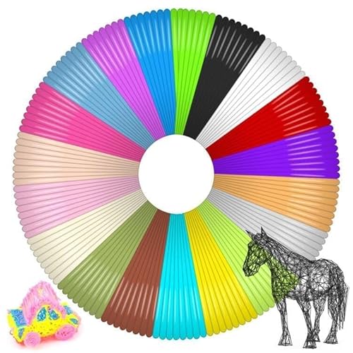 FORYNXHWIN 3D Stift Filament PLA Nachfüllungen,3D Druckerstift Filament,20-Farben, jeweils fünf Meter lang, passend für die meisten 3D-Druckstifte mit einem Durchmesser von 1.75mm,Zubehör für 3D Druck von FORYNXHWIN
