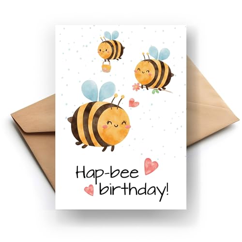 FORYOU24 Glückwunschkarte zum Geburtstag mit Umschlag Geburtstagskarte Grußkarte Karte mit Motiv Hap-bee birthday Mann Frau (KT_125) von FORYOU24