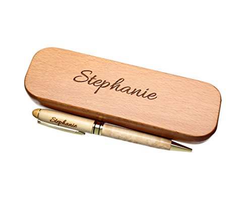 FORYOU24 Kugelschreiber mit Wunsch-Name graviert in Geschenk-Schachtel aus Holz die Geschenkidee Stift gravur von FORYOU24