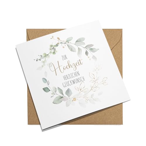 FORYOU24 MYPRINTZ Glückwunschkarte zur Hochzeit mit Umschlag aus Kraftpapier. Hochzeitskarte Grußkarte Vermählung Just Married Wedding Eukaliptus (KT_118) von FORYOU24