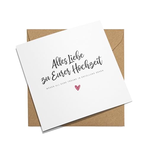 FORYOU24 MYPRINTZ Glückwunschkarte zur Hochzeit mit Umschlag aus Kraftpapier. Hochzeitskarte Grußkarte Vermählung Just Married Wedding minimalistisch (KT_117) von FORYOU24