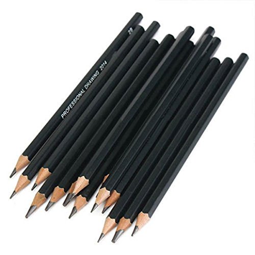 FOReverweihuajz Ausverkauf! 14 Stück Professional Art Sketch Bleistift Set (12b 10B 8B 7B 6B 5B 4B 3B 2B 1B HB 2H 4H 6h) Schüler zeichnen Malwerkzeug Set-schwarz von FOReverweihuajz