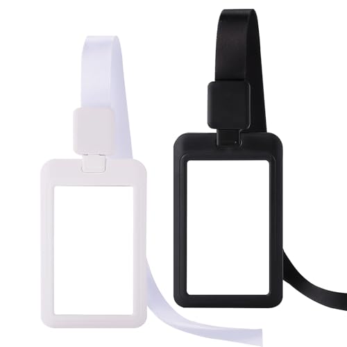 FOSDICK 2 PCS Ausweishülle mit Band,Einziehbarer Lanyard mit Kartenhalter, Lanyard mit kartenhülle, KartenhüLle Mit SchlüSselband, Ausweishalter, ID Card Holder für Lehrer, Doktor(Weiß, Schwarz) von FOSDICK
