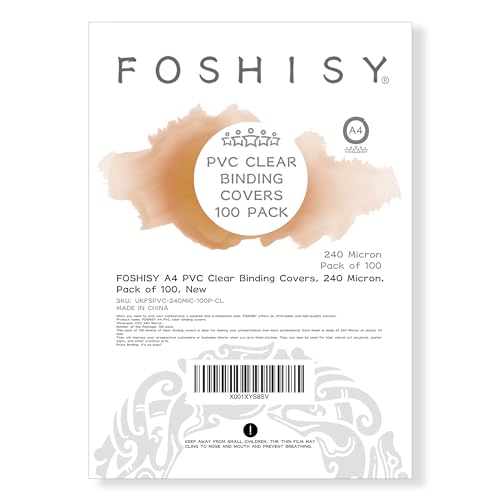 FOSHISY A4 PVC-Bindungshüllen, transparent, 240 Mikron, 100 Stück FOSHISY A4 PVC-Bindungshüllen, transparent, 240 Mikron, 100 Stück von FOSHISY