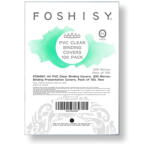FOSHISY A4 PVC-Bindungshüllen, transparent, 200 Mikron, 100 Stück FOSHISY A4 PVC-Bindungshüllen, transparent, 200 Mikron, 100 Stück von FOSHISY