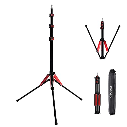 FOSOTO faltbar Lichtstativ Höhe max 192cm Kompaktes Leichtes Lichtständer aus Aluminium mit 1/4" Gewindeschraube stabiles Lichtstativ 4kg Traglast für Fotostudio Ringlicht Softbox Reflektor von FOSOTO