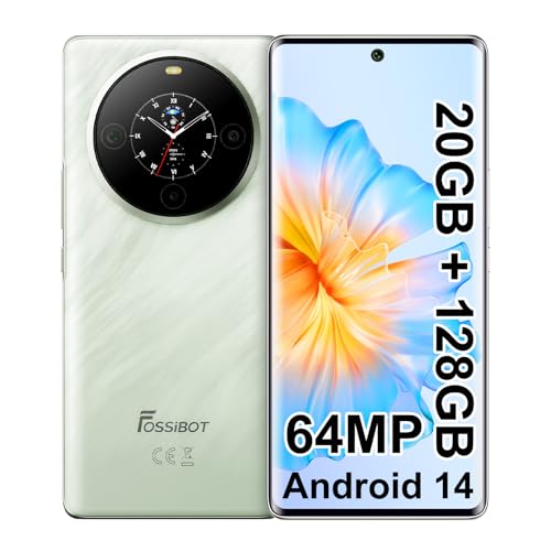 FOSSiBOT S3 Pro Smartphone ohne Vertrag, 6,67-Zoll AMOLED Display mit 1,09 Zoll Rückbildschirm, 64-MP-Kamera, 20GB+128GB, Dual SIM Handy, Unterstützung NFC/GPS/OTG/Fingerabdrucker/Gesichtser (Grün) von FOSSiBOT