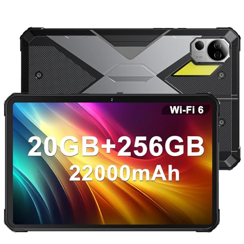 FOSSiBOT DT2 Outdoor Tablet 20(12+8) GB RAM + 256GB ROM(2TB Erweiterbar),10.4''FHD 22000mAh Akku(66W) Android 13,64MP+32MP Kamera,Octa-Core,Dual SIM 4G LTE,WiFi 6/GPS/OTG Blau von FOSSiBOT