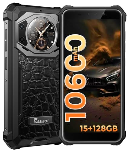 FOSSiBOT F101 Pro Outdoor Handy ohne Vertrag,Dual Bildschirm 15GB(8+7)+128GB/1TB,10600mAh Akku,5,45" HD+Bildschirm,24MP Kamera,Android 13 Outdoor Smartphone IP68/69K,Dual SIM 4G,Face ID,OTG,NFC(Grau) von FOSSiBOT