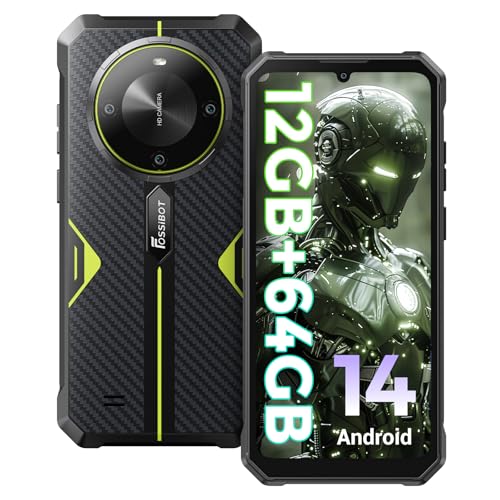 FOSSiBOT F105 Outdoor Handy Android 14 Smartphone, 12(4+8)GB RAM 64GB ROM/128GB, 6,74'' HD Display, 20MP+8MP, 10300mAh Akku Baustellenhandy, 4G Dual SIM Handy ohne Vertrag, IP68/IP69K/GPS/OTG/Face ID von FOSSiBOT