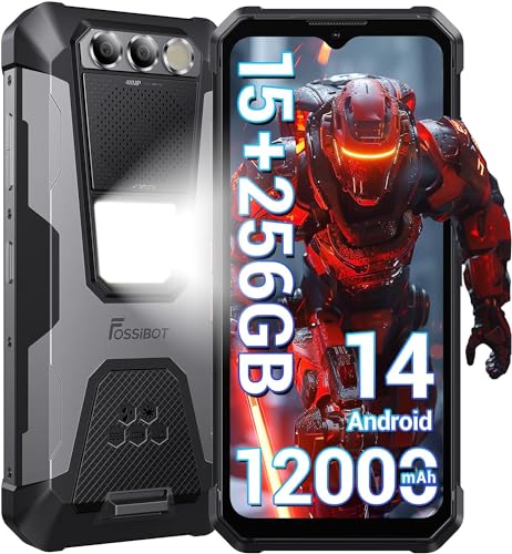 FOSSiBOT F106 Pro Rugged Smartphone Android 14 (2024), 48 MP + 20 MP Nachtsicht, 6,58 Zoll FHD+, 15 GB RAM + 256 GB ROM, Lampe 512 lm Lautsprecher 110 dB, IP68/4G Dual SIM/NFC von FOSSiBOT