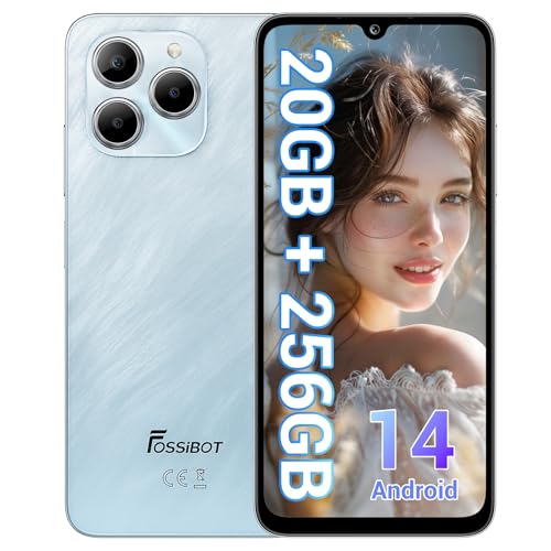 FOSSiBOT S2 Handy, Smartphone ohne Vertrag, 20GB+256GB, 50MP+16MP, 6,72 Zoll Display, Dreifache Kartensteckplätze, Android 14, 5000mAh, Unterstützung NFC/GPS/OTG/Fingerabdrucker/Gesichtser (Blau) von FOSSiBOT