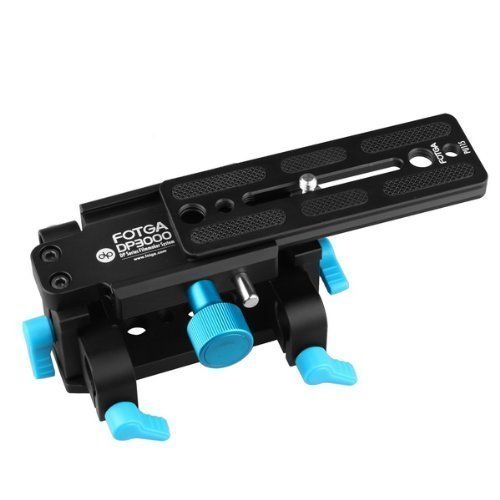 FOTGA 15mm Rods Unterstützung Quick Release Grundplatte mit Stativbefestigung und Sicherheitsschloss für DSLR-Kamera Follow Focus-System (mit 2X 1/4" and 2X 3/8" mounting Holes) von FOTGA
