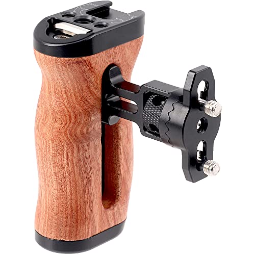 FOTGA Mini Seitengriff aus Holz, Wooden Mini Side Handle Holzhandgriff mit 1/4"-20 Schrauben Kalter Schuh Halterung für Kamerakäfig DSLR Kamera, Links und rechts einstellbar (Quick Release Version) von FOTGA