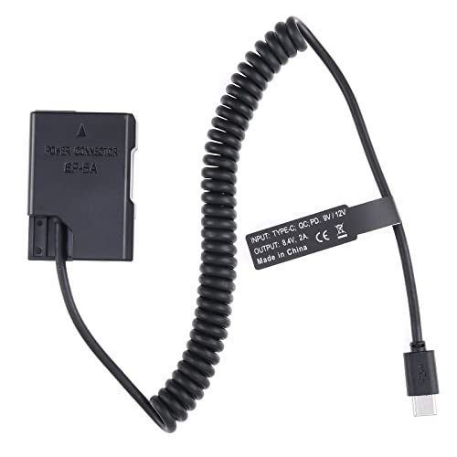 FOTGA USB-C Typ-C auf Decodierte EN-EL14 Dummy Akku Netzteil Federkabel für Nikon D3100 D3200 D3300 D3400 D3500 D5100 D5200 D5300 D5500 D5600 DF P7100 P7700 D7800 Kamera von FOTGA