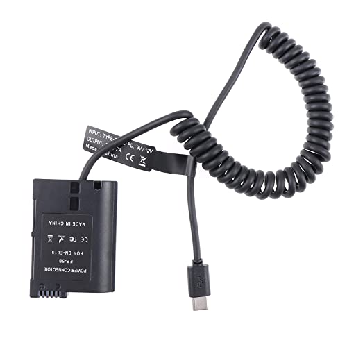 FOTGA USB-C Typ-C auf Decodierte EN-EL15 Dummy Akku Netzteil Federkabel für Nikon D500 D600 D610 D750 D780 D800 D810 D850 Z5 Z6 Z7 Z6II Z7II V1 D7000 D7100 D7200 D7500 Kamera von FOTGA