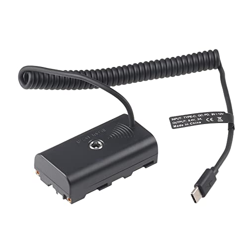 FOTGA USB-C auf NP-F550 Dummy Akku Adapter-Kabel für Sony NP-F970 NP-F570 NP-F750 NP-F770 NP-F960 NP-F530 NP-F330, um Kamera Feld Monitor Video LED Licht DSLR Spiegelloses Kamera zu betreiben von FOTGA