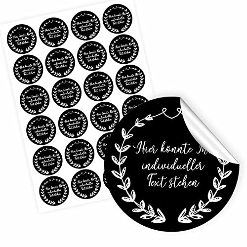 24 Stück Personalisierte Aufkleber - Personalisierte Aufkleber mit Wunschtext - 4,5 cm Runde Papieraufkleber Etiketten für Hochzeit, Taufe, Produkte, Geburtstag (Style 12) von FOTOFOL