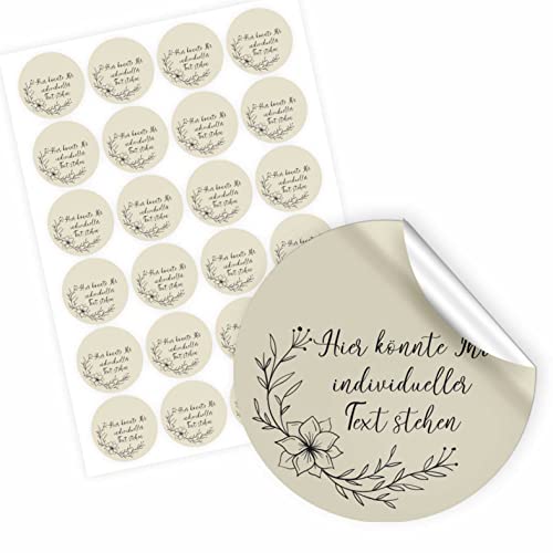 24 Stück Personalisierte Aufkleber - Personalisierte Aufkleber mit Wunschtext - 4,5 cm Runde Papieraufkleber Etiketten für Hochzeit, Taufe, Produkte, Geburtstag (Style 8) von FOTOFOL