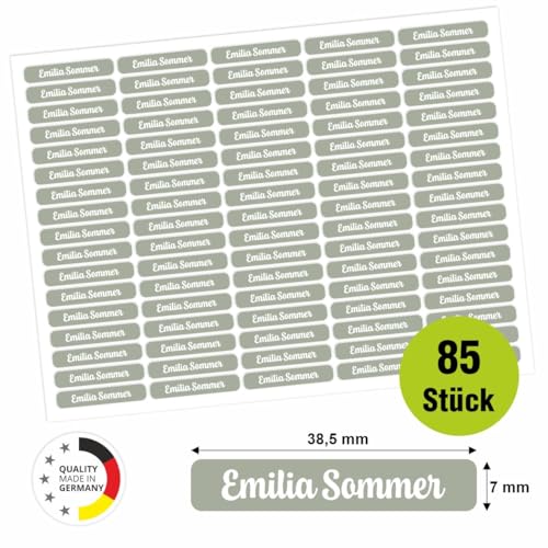 Namensaufkleber - personalisierte Aufkleber mit Wunschname für Stifte und alle Schulsachen (Grün, 85 Stück) von FOTOFOL