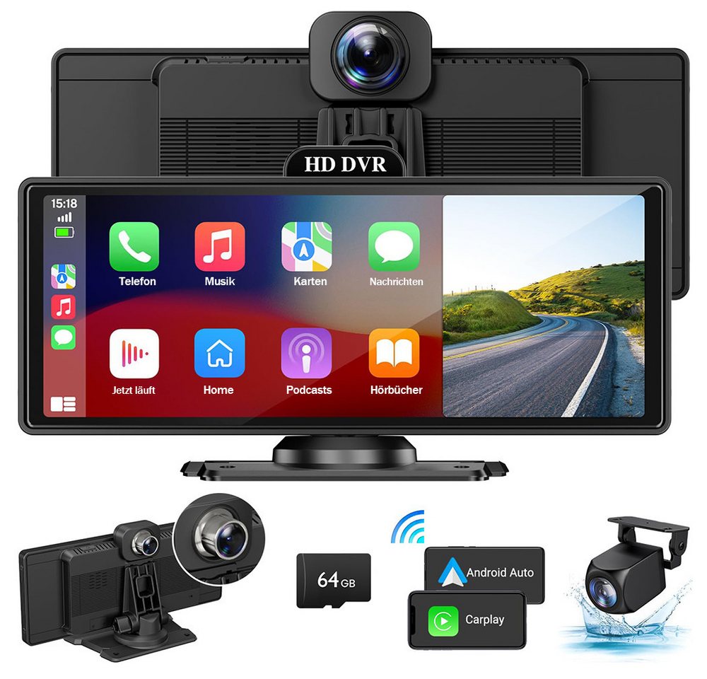 FOUORTUNATE-BEE 10,26 Zoll HD Auto-Display kompatibel mit CarPlay und Android Auto Navigationsgerät (Bluetooth, Sprachsteuerung und Bluetooth, Punkt-zu-Punkt-Navigation) von FOUORTUNATE-BEE