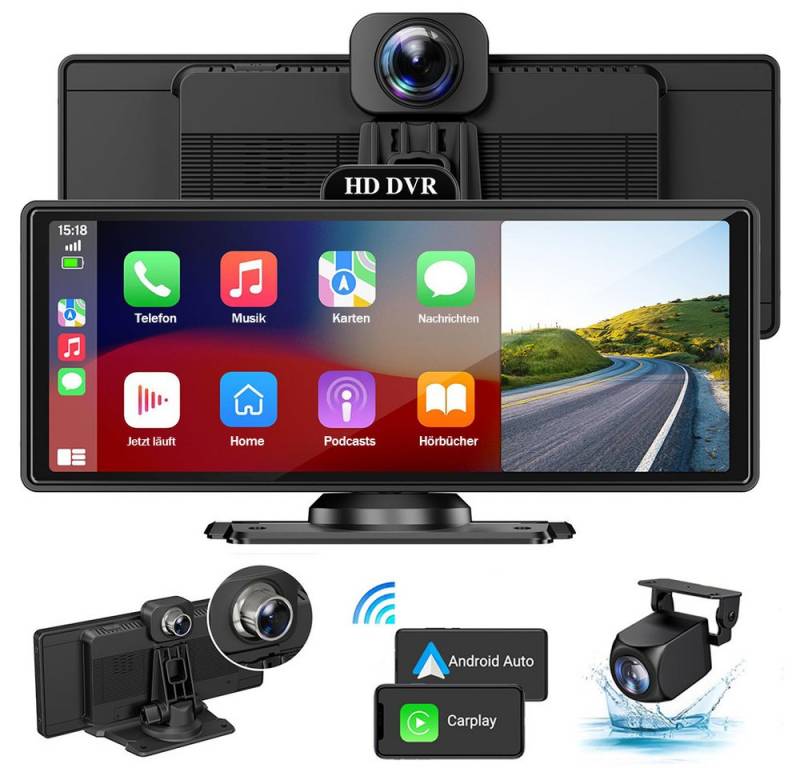 FOUORTUNATE-BEE 10,26 Zoll HD Auto-Display kompatibel mit CarPlay und Android Auto Navigationsgerät (Bluetooth, Sprachsteuerung und Bluetooth, Punkt-zu-Punkt-Navigation) von FOUORTUNATE-BEE