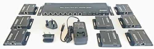 FOURKAY 1 x 8 1080p 70 m HDMI Splitter über Cat5e/6/7 Extender mit 8 PoC-Empfängern, HDMI Loop Out und Infrarot Steuerung der TV-Quelle von jedem Remote Display. FOURKAY 1 x 8 1080p 70 m HDMI Splitter über Cat5e/6/7 Extender mit 8 PoC-Empfängern, HDMI Loop Out und Infrarot Steuerung der TV-Quelle von jedem Remote Display. von FOURKAY