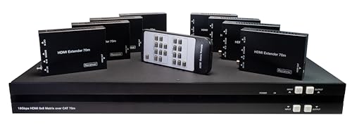 FOURKAY 8x8 4K über CAT 6/7 Ethernet-Matrix-Switch mit 8 PoE-Empfängern und 8 gespiegelten HDMI-Ausgängen. 70 m Verbreitungsreichweite. Matrix-IR. HDCP 2.2. 4K60Hz. FOURKAY 8x8 4K über CAT 6/7 Ethernet-Matrix-Switch mit 8 PoE-Empfängern und 8 gespiegelten HDMI-Ausgängen. 70 m Verbreitungsreichweite. Matrix-IR. HDCP 2.2. 4K60Hz. von FOURKAY