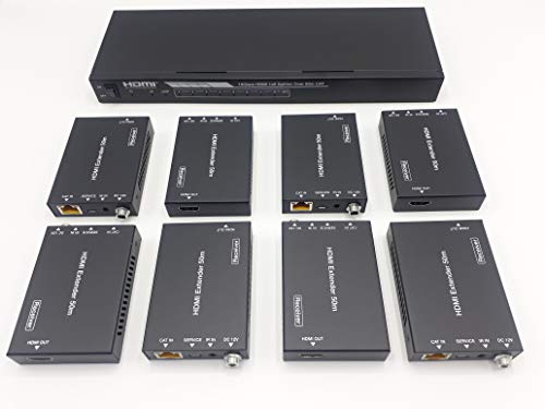 FOURKAY HDMI-Splitter-Extender, 4 K, über Cat6 Cat7 Ethernet mit 8 PoC-Empfängern. HDMI-Loop-Out und Audio-Extraktion auf TX. Senden Sie 4 K bis 35 m,1080p auf 60 m Fernbedienungsquelle von Receivern FOURKAY HDMI-Splitter-Extender, 4 K, über Cat6 Cat7 Ethernet mit 8 PoC-Empfängern. HDMI-Loop-Out und Audio-Extraktion auf TX. Senden Sie 4 K bis 35 m,1080p auf 60 m Fernbedienungsquelle von Receivern von FOURKAY