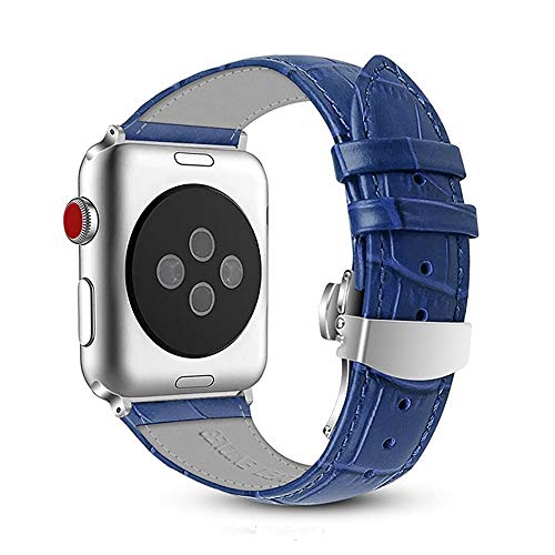 FOUUA Kompatibel für Apple Watch Armband Leder Krokodilmuster 45mm 40mm 44mm 42mm 40mm 38mm Weichlederband Ersatzband Kompatibel für iWatch Armband Serie 7 6 5 4 3 2 1 SE von FOUUA