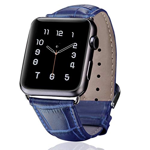 FOUUA Kompatibel für Apple Watch Armband Leder Krokodilmuster 45mm 40mm 44mm 42mm 40mm 38mm Weichlederband Ersatzband Kompatibel für iWatch Armband Serie 7 6 5 4 3 2 1 SE von FOUUA