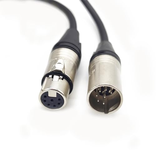 FOWIUNYE 7-poliges XLR-Anschlusskabel, XLR-Mikrofonkabel, symmetrischer Stecker auf Buchse, Anschlüsse für Mikrofon und Audio-Schnittstelle, gerades XLR-Steckerkabel (2 m) von FOWIUNYE
