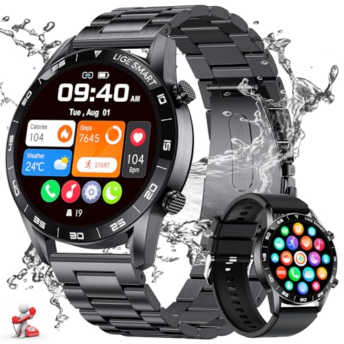 FOXBOX Smartwatch Herren mit Telefonfunktion, 1.43" Amoled Bildschirm Smart Watch mit SpO2, Schlafmonitor, 24/7 Herzfrequenz für Android iOS, 110+ Sportmodi, IP68 Wasserdicht, 200+ Zifferblätter von FOXBOX