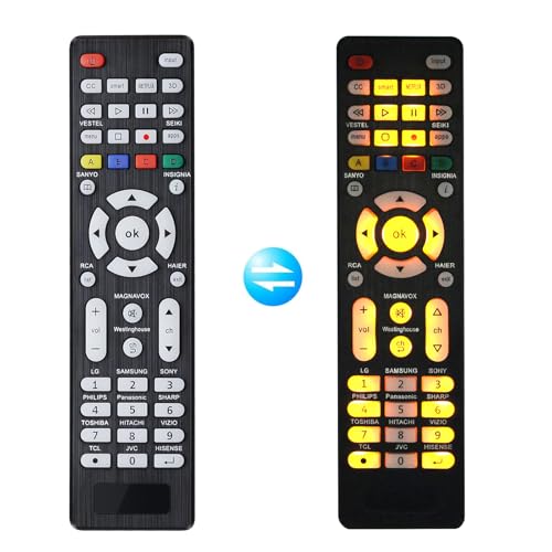Universal-TV-Fernbedienung für große TV-Fernbedienungen, Hintergrundbeleuchtung, Universal-Fernbedienung, kompatibel mit großen TV-Marken, einfache Einrichtung von FOXRMT