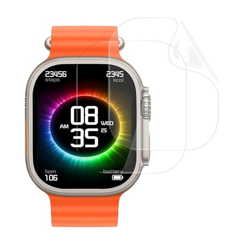 FOXZKISS 2 Stück Schutzfolie für Apple Watch Ultra 2/1 49 mm, Klar HD Weich TPU Folie für Apple Watch Ultra 2 49 mm Nicht Glas Blasenfreie Displayschutz für Apple Watch Ultra 1 49 mm von FOXZKISS