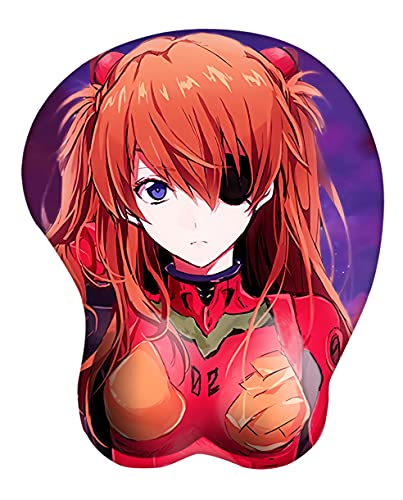 GORLENKE Gorlenkeasuka Langley Soryu Neon Genesis Evangelion Anime Mauspad mit Handgelenkauflage, weiches Silikon, ergonomisches 3D-Mauspad, Gaming-Mauspad, 2-Wege-Haut von FPDecor