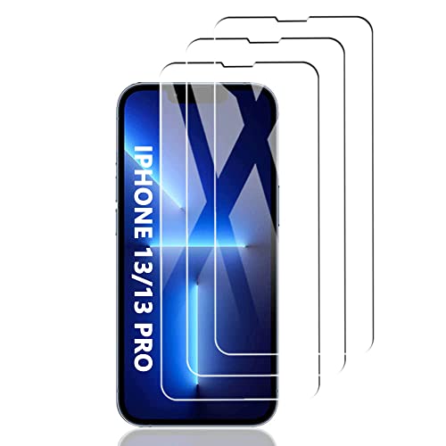 FQDDZ [3-teiliges Set kompatibel mit iPhone 13/13 Pro (6,1 '), 3D Vollständige Abdeckung, Displayschutzfolie, HD-Glas, Anti-Fingerabdruck, ultra-widerstandsfähig, Härtegrad 9H, Glas, für von FQDDZ