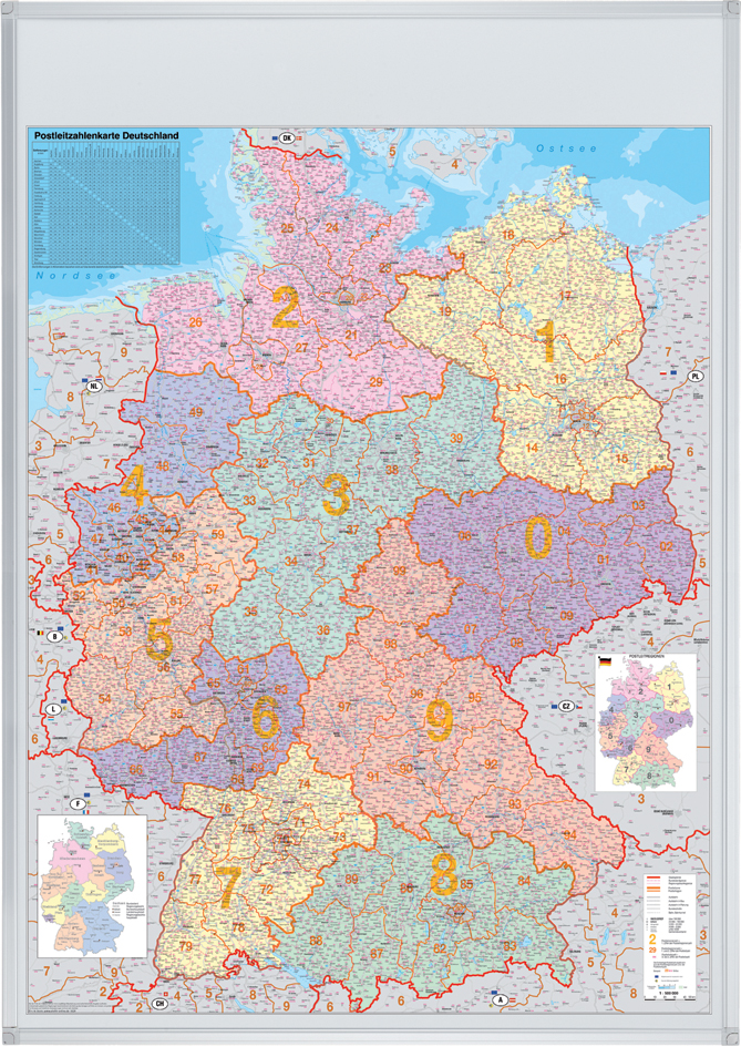 FRANKEN Deutschland Postleitzahlen-Karte, magnethaftend von FRANKEN