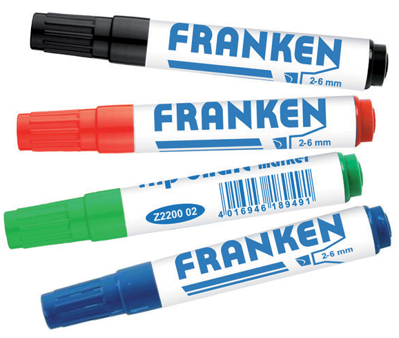 FRANKEN Flipchart Marker, Strichstärke: 2-6 mm, 4er Etui von FRANKEN