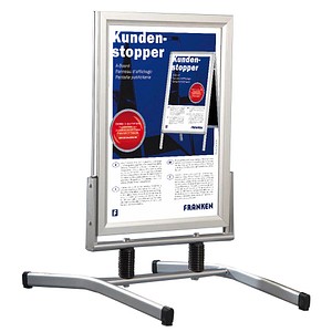 FRANKEN Kundenstopper Outdoor Plus silber DIN A1 2 Fächer von FRANKEN