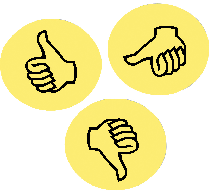 FRANKEN Moderationskarte Wertungssymbol , Daumen, , gelb von FRANKEN