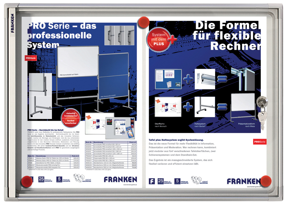 FRANKEN Schaukasten X-tra!Line, 4 x DIN A4, Innenbereich von FRANKEN