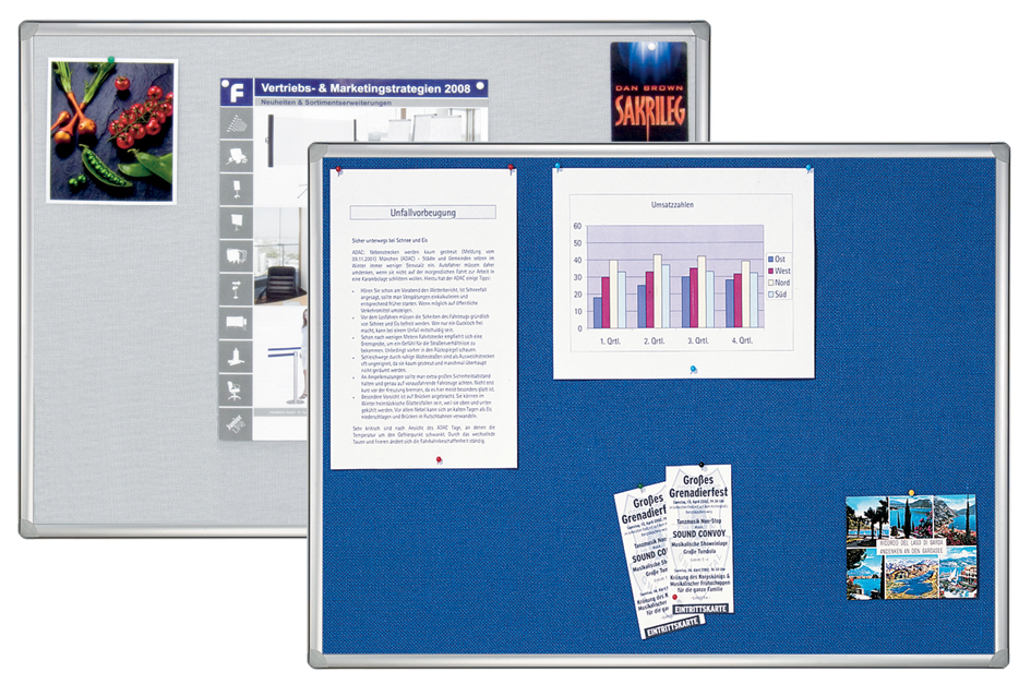 FRANKEN Textiltafel PRO, 1.500 x 1.000 mm, Filz: grau von FRANKEN