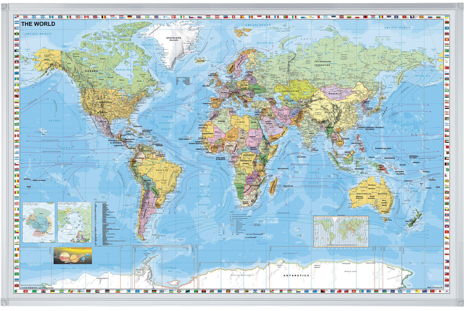 FRANKEN Weltkarte, magnethaftend, (B)1.380 x (H)880 mm von FRANKEN