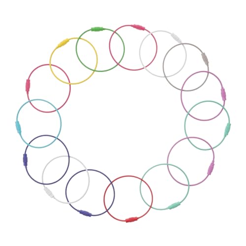 FRCOLOR 1 Satz Farbige Schlüsselanhänger Kabelringe Schlüsselschlaufe Rostfreier Kabel Schlüsselhalter Kreis Robuste Schlüsselringe Schlüsselanhängerringe 15 Stück von FRCOLOR