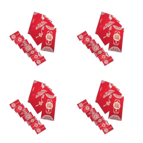 FRCOLOR 4 Sätze Glücksroter Umschlag Mond- Heiraten Begrüßen Sternzeichen-roter Umschlag Glücklich Geburtstag Für Rote Glückspakete Rote Geldpakete Glücksgeldtasche Papier 24 Stück * 4 von FRCOLOR