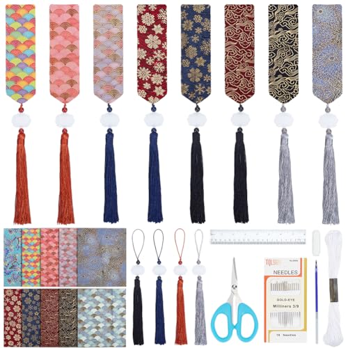 FREEBLOSS 8 Satz DIY-Lesezeichen-Set Patchwork Lesezeichen im japanischen Stil Vintage-Lesezeichen-Set für Erwachsene Handgemachtes Lesezeichenset mit Anleitung für Buchliebhaber von FREEBLOSS