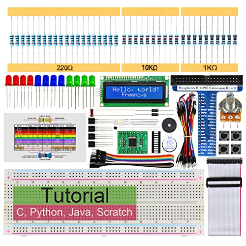 Freenove LCD 1602 Starter Kit for Raspberry Pi 5 4 B 3 B+ 400, 311-Page Detailed Tutorial, Python C Java Scratch Code, 151 Items, 57 Projects von FREENOVE