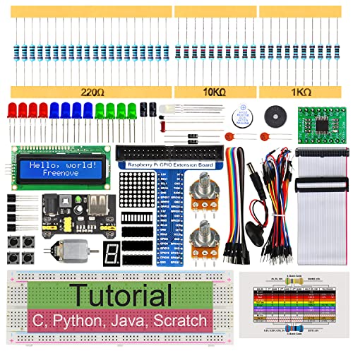 Freenove Super Starter Kit for Raspberry Pi 5 4 B 3 B+ 400, 407-Page Detailed Tutorial, Python C Java Scratch Code, 164 Items, 73 Projects von FREENOVE